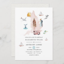 Watercolor England UK London Destination Wedding