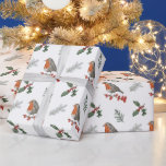 Watercolor English Robin jul Helgdag Gift Presentpapper<br><div class="desc">Den här söt lilla rödbrösten Engelska Robin är redo att önska dig en lycklig-julhelg. Använda för all din presentförpackning.</div>