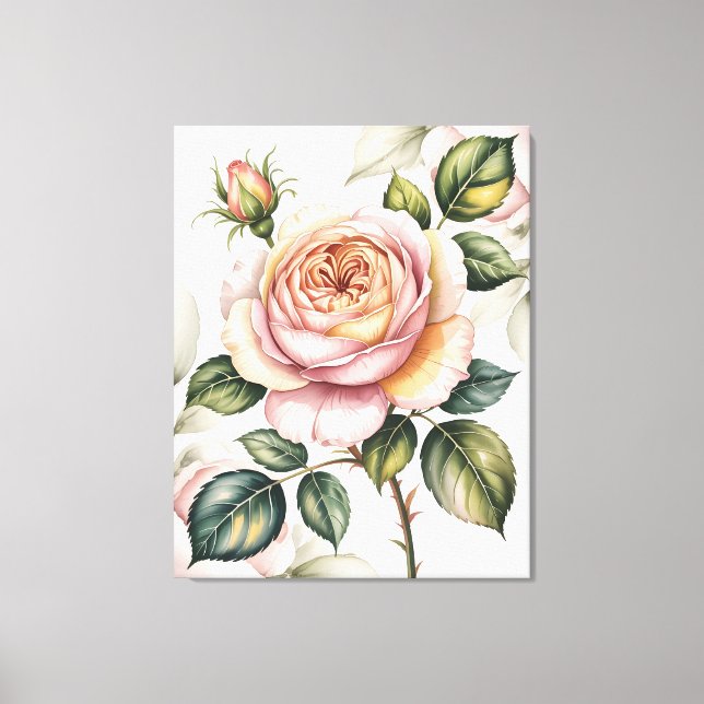 Watercolor english rose canvastryck (Framsida)