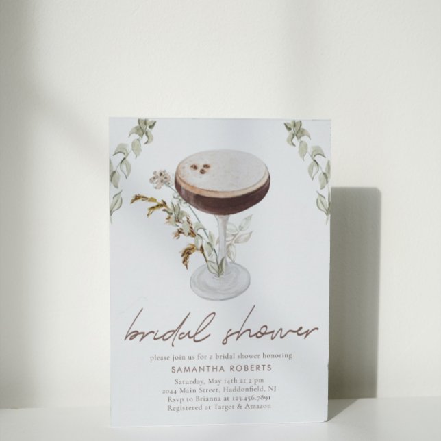Watercolor Espresso Martini Möhippa Inbjudningar (Skapare uppladdad)