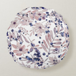 Watercolor Eucalyptus Blueberry Botanical Art Love Rund Kudde