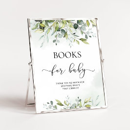 Watercolor eucalyptus bokar för baby poster