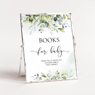 Watercolor eucalyptus bokar för baby poster