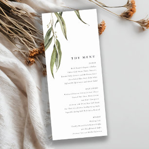 Watercolor Eucalyptus Botanical Bröllop Menu Inbjudningar