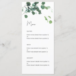 Watercolor Eucalyptus Botanical Bröllop Menu Program
