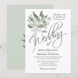 Watercolor Eucalyptus Bouquet Rustic Boho Bröllop Inbjudningar