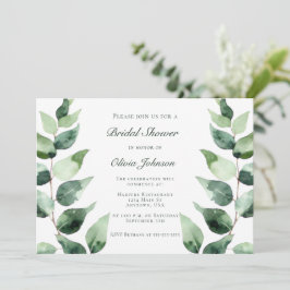 Watercolor Eucalyptus Bridal Shower | White Inbjudningar