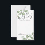Watercolor Eucalyptus Bröllop Advice och Önskemål Rådkort<br><div class="desc">Fira din speciella dag med dessa vackert bröllop-råd och önskemål-kort,  med titeln "önskemål" i modernt skript och dekorerad med mjuk vattenfärgseukalyptus på vit bakgrund. Perfekt för bröllop,  babydusch,  födelsedagsfest,  möhippa,  bachelorette-fest och alla särskilda tillfällen.</div>