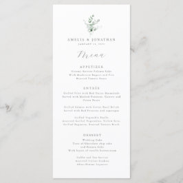 Watercolor Eucalyptus Bröllop Menu Meny