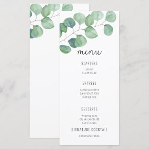 Watercolor Eucalyptus - Bröllop Menu Meny
