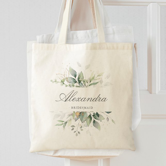Watercolor Eucalyptus Elegant bröllop Bridesmaid Tygkasse (Skapare uppladdad)