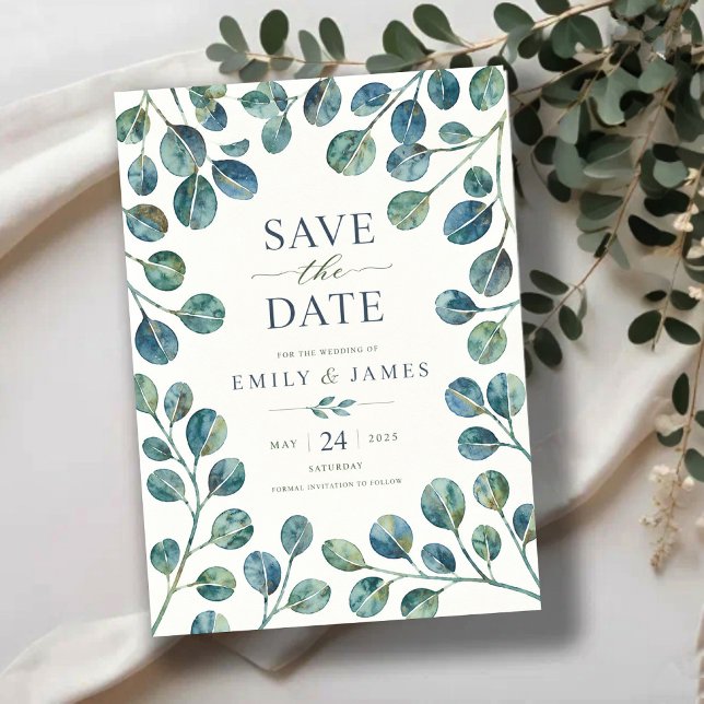 Watercolor Eucalyptus Elegant Greenery Botanical OSA Kort (Skapare uppladdad)