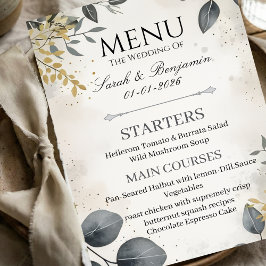 Watercolor Eucalyptus | Elegant Wedding Menu Meny
