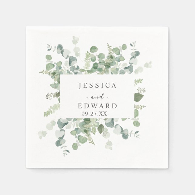 watercolor eucalyptus frame pappersservett (Framsidan)