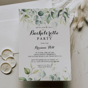 Watercolor Eucalyptus Greenery Bachelorette Party Inbjudningar