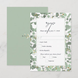 Watercolor Eucalyptus Greenery Blommar Bröllop OSA Kort