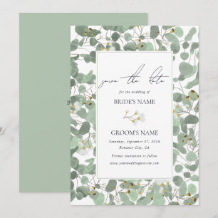 Watercolor Eucalyptus Greenery Blommar Bröllop Spara Datumet