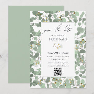 Watercolor Eucalyptus Greenery Blommar Bröllop Spara Datumet