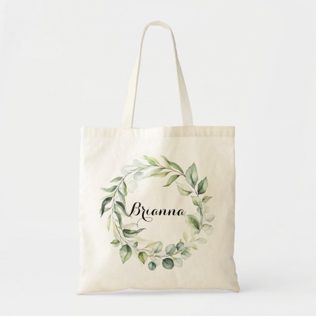 Watercolor Eucalyptus Greenery Bridesmaid Tygkasse (Framsidan)