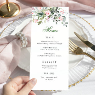 Watercolor Eucalyptus Greenery Bröllop Dinner Menu Meny
