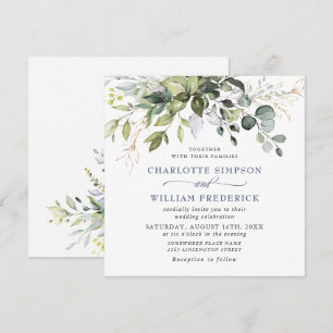 Watercolor Eucalyptus Greenery Bröllop Inbjudningar