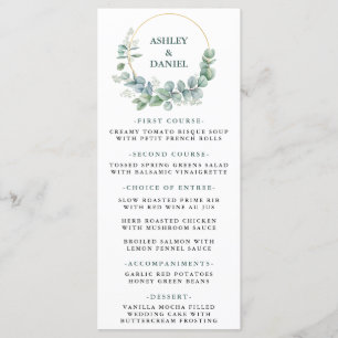 Watercolor Eucalyptus Greenery Bröllop Meny