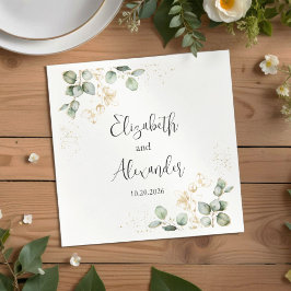 Watercolor Eucalyptus Greenery Bröllop Napkins Pappersservett