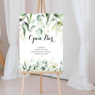 Watercolor Eucalyptus Greenery Bröllop Open Pub Poster