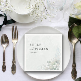 Watercolor Eucalyptus Greenery Bröllop Pappersservett