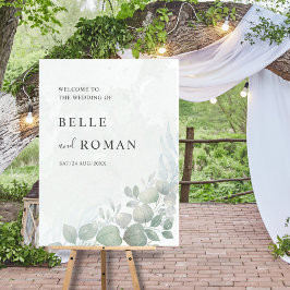 Watercolor Eucalyptus Greenery Bröllop Poster
