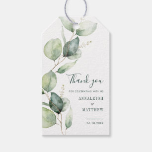 Watercolor Eucalyptus Greenery Bröllop Presentetikett