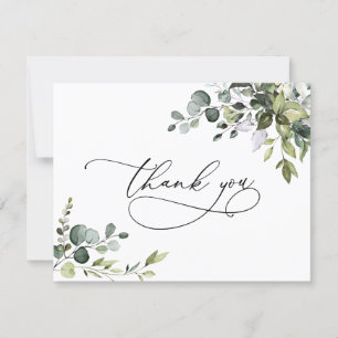 Watercolor Eucalyptus Greenery Bröllop Tack Kort