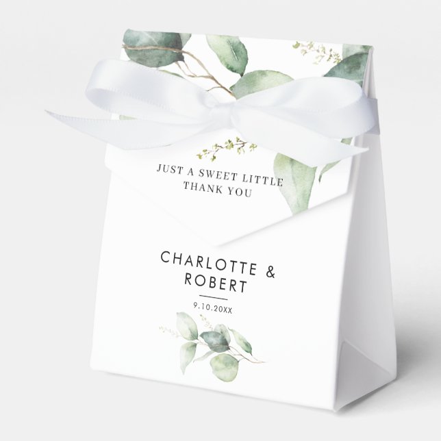 Watercolor Eucalyptus Greenery Bröllop Tack Presentaskar (Framsidan Sidan)