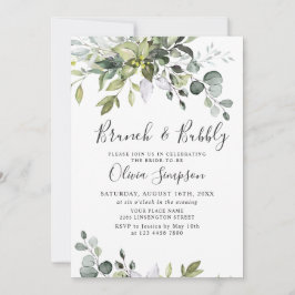 Watercolor Eucalyptus Greenery Brunch & Bubly Inbjudningar