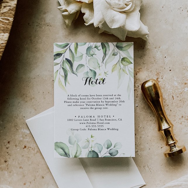 Watercolor Eucalyptus Greenery Calligraphy Hotel Tilläggskort (Skapare uppladdad)