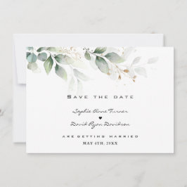 Watercolor Eucalyptus Greenery Gold Wedding  Spara Datumet