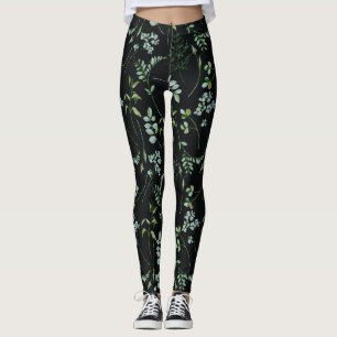 Watercolor Eucalyptus Greenery Löv Leggings