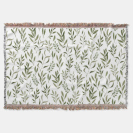 Watercolor Eucalyptus Greenery Löv Mönster Filt