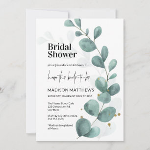 Watercolor Eucalyptus Greenery Möhippa Invi Inbjudningar