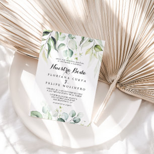 Watercolor Eucalyptus Greenery Nuestra Boda Inbjudningar