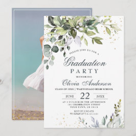 Watercolor Eucalyptus Greenery PHOTO Studenten Inbjudningar