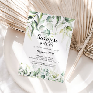 Watercolor Eucalyptus Greenery Surprise Party Inbjudningar