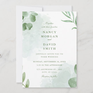 Watercolor Eucalyptus Leaves Greenery Wedding Inbjudningar