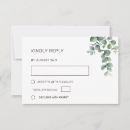 Watercolor Eucalyptus Leaves Wedding OSA Kort