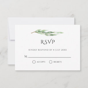 Watercolor Eucalyptus Löv Guld Greenery Bröllop OSA Kort