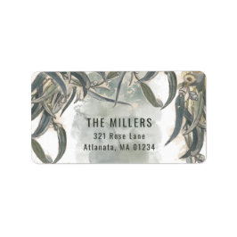 Watercolor Eucalyptus Lövs Greenery Adressetikett