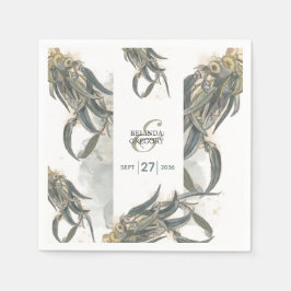 Watercolor Eucalyptus Lövs Greenery Bröllop Pappersservett