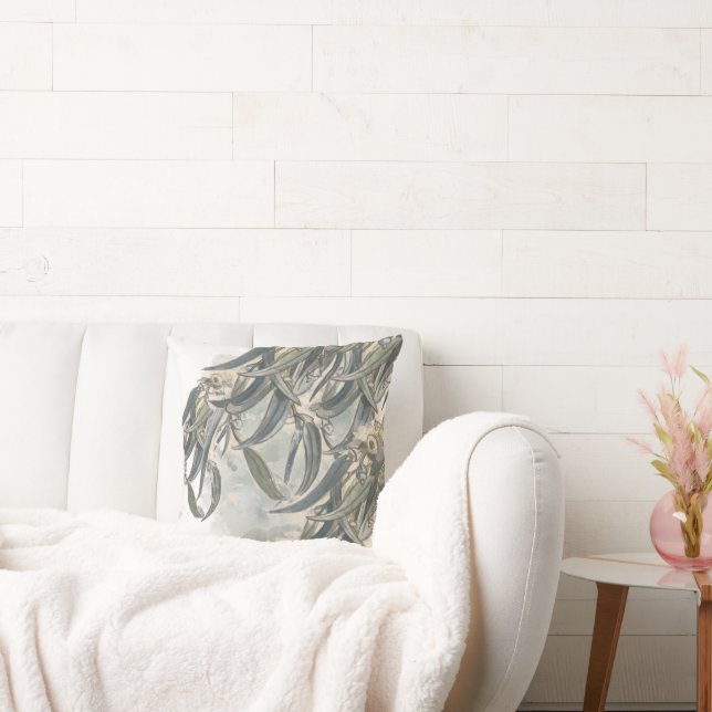 Watercolor Eucalyptus Lövs Greenery Kudde (Soffa)