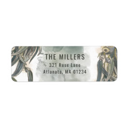 Watercolor Eucalyptus Lövs Greenery Returadress Etikett