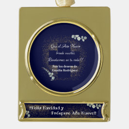 Watercolor Eucalyptus Modern Feliz Navidad Glitter Guldfärgad Julgransprydnad